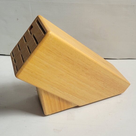 J.A. Henkles International 11-Slot Wooden Knife Block Light Natural Tan Beige - Picture 2 of 4